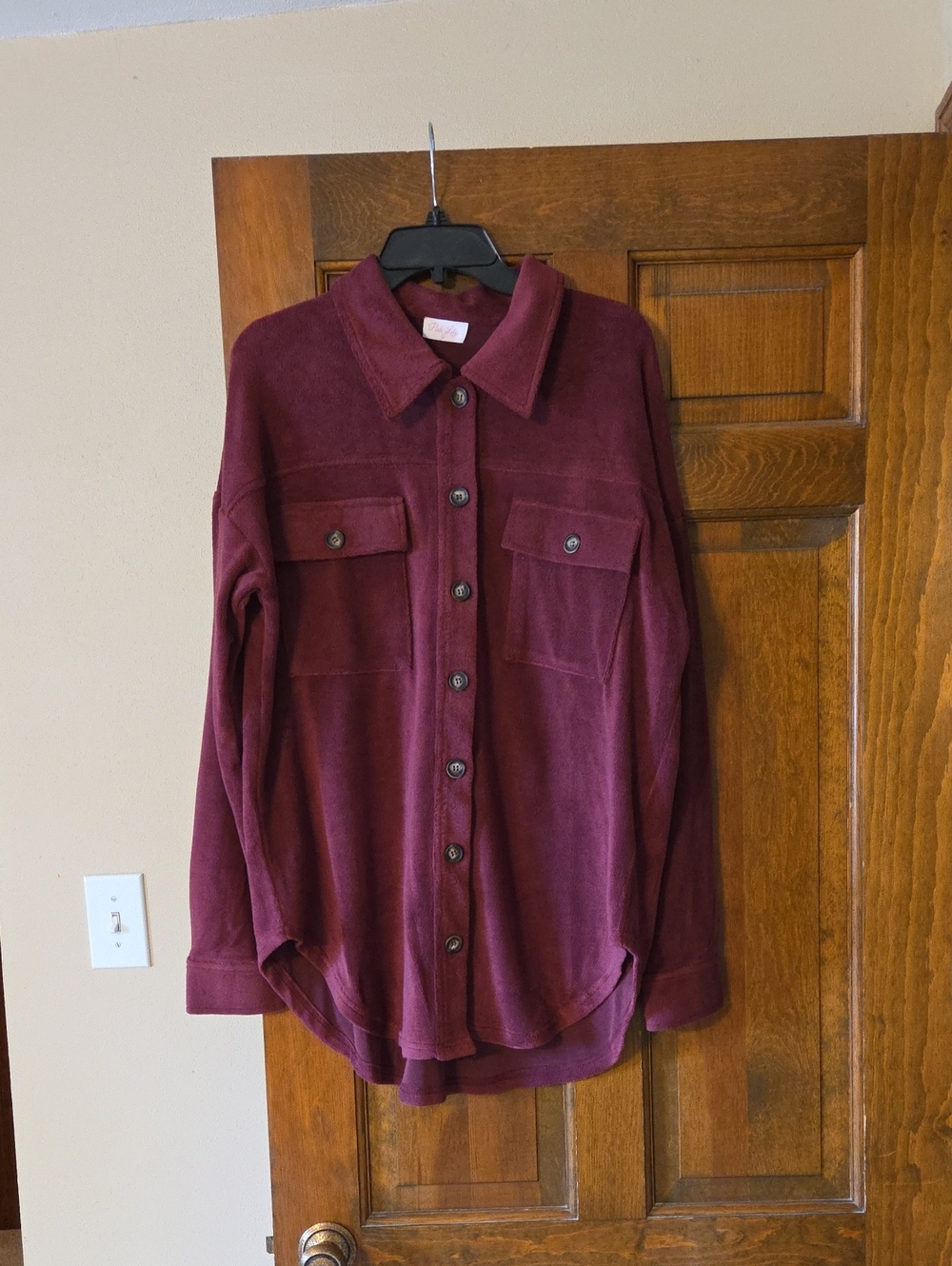 Pink Lily Plush Maroon Sherpa Jacket
